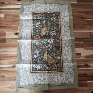 Vintage Irish Linen Tea Towel, William Morris Bird Design, National Trust